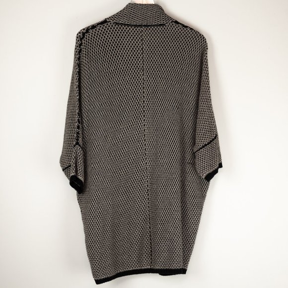 Splendid Knit Cardigan Oversized Batwing Sweater Open Front Tan Black Medium - Picture 2 of 8